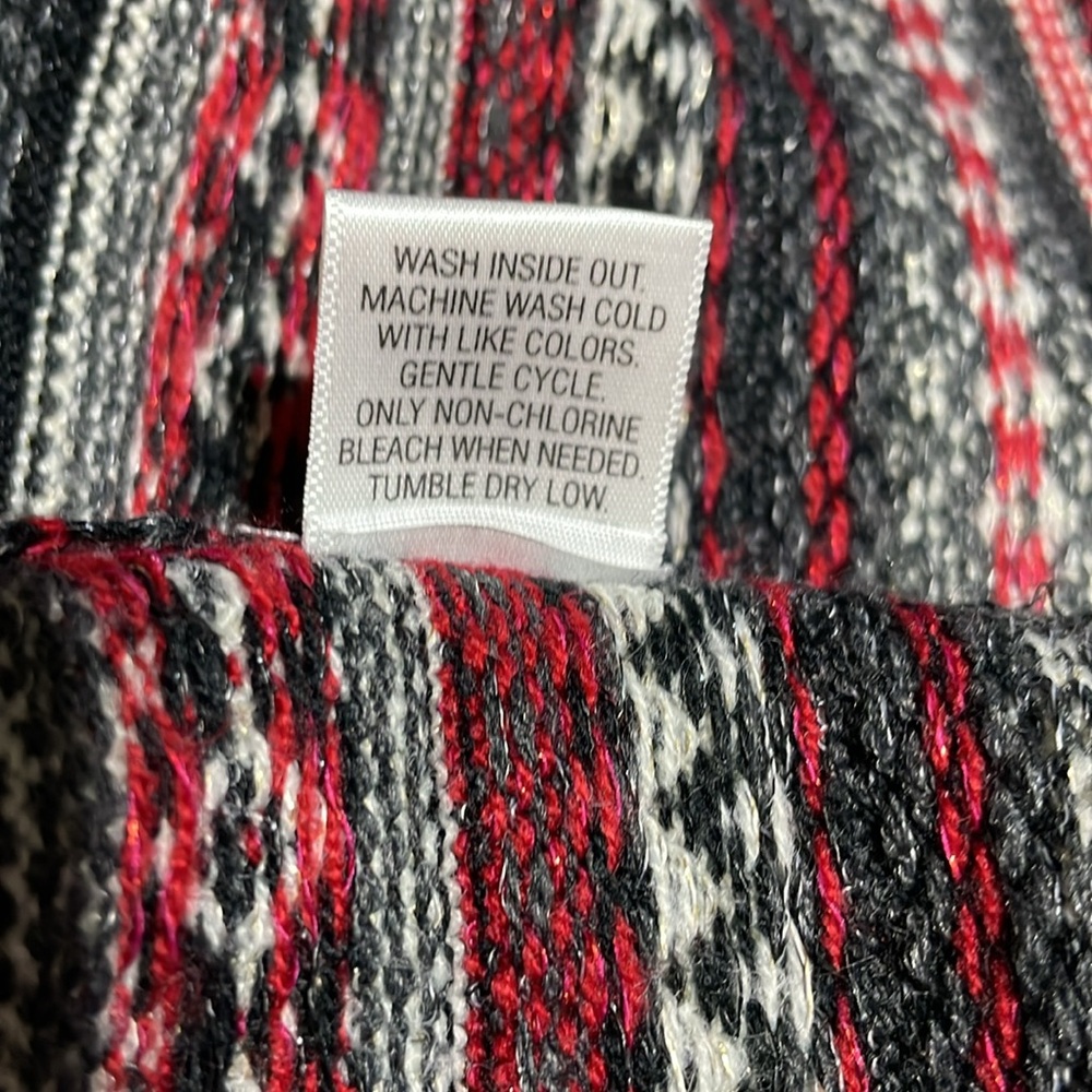 #0079 Vera Wang Princess Black Red 7 White Winter Flare Sweater Mini-xl - Picture 6 of 9